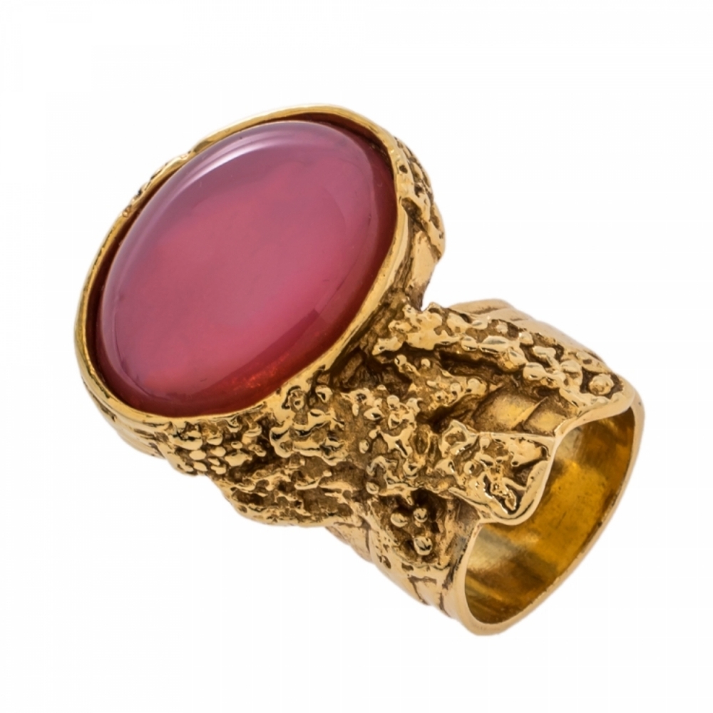 Yves Saint Laurent Pink Glass Ring Size 8